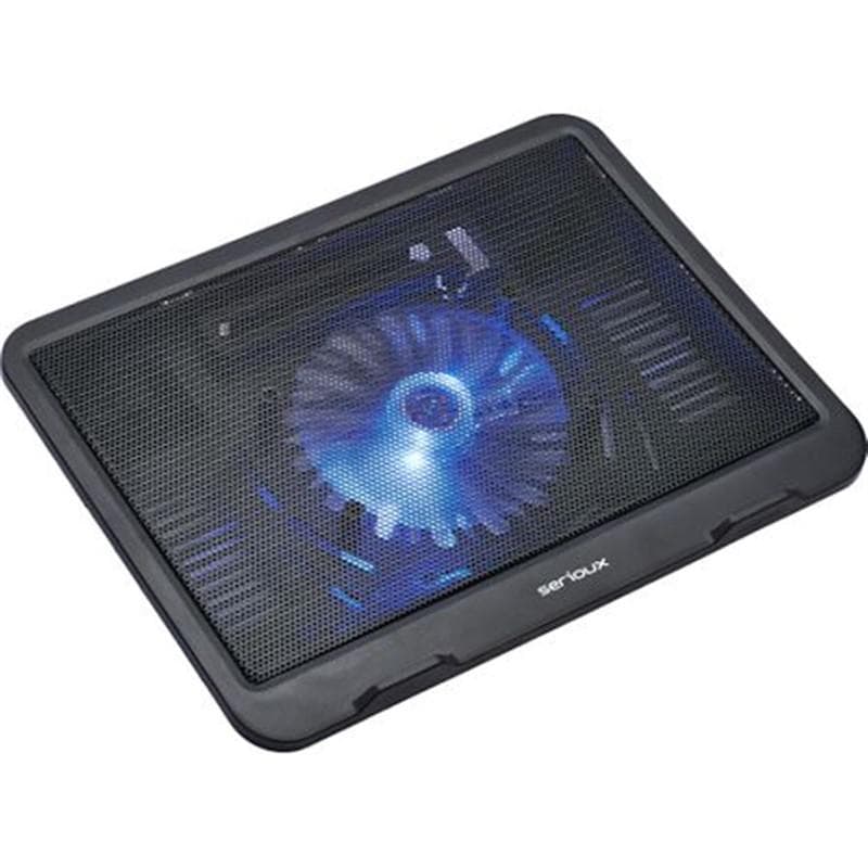 Cooling pad Serioux, SRXNCPN19, Dimensiuni: 330*250*27mm, Compatibilitate maxima laptop: 15.6 inch, Dimensiune ventilator: 125*125 *15mm, Nivel zgomot: 46dB, Flux aer: 20CFM, Tensiune alimentare: DC 5V, Viteza rotatie maxima: 1000 RPM, Greutate neta: 0.38 Kg — miniatură