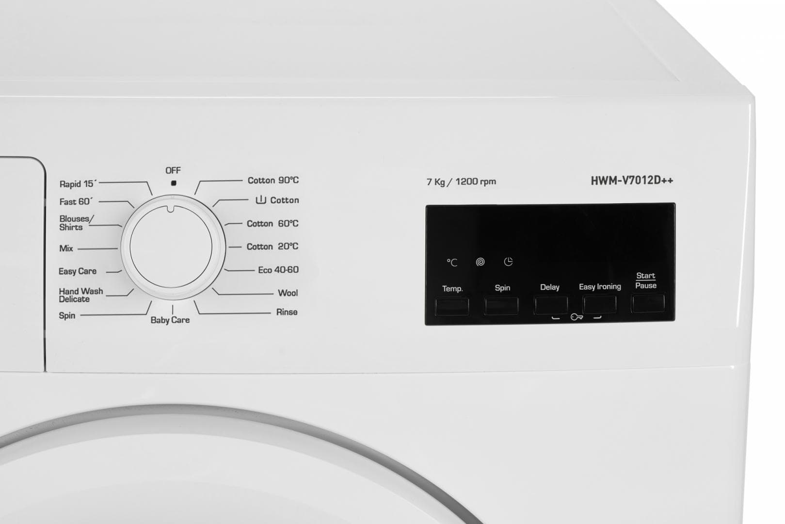 Masina de spalat rufe HEINNER HWM-V7012D++, 7 kg, 1200 rpm, Clasa: D, Alb — miniatură