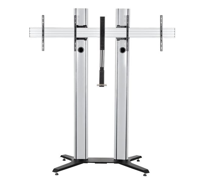 Stand mobil dublu B-Tech 56-65" 2m, negru — miniatură