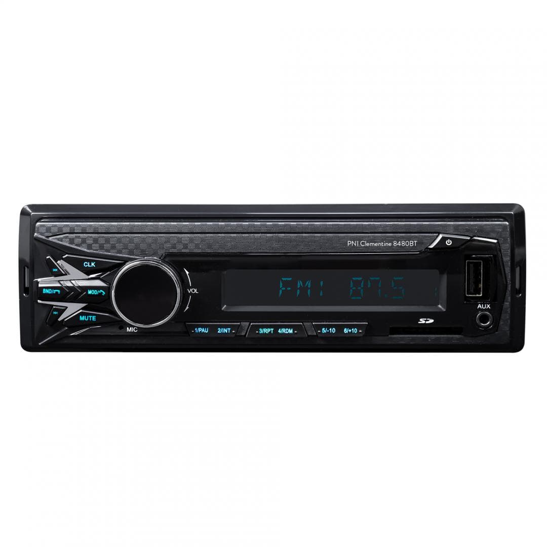 DAB si RDS radio MP3 player auto PNI Clementine 8480BT 4x45w, 12/24V, 1 DIN, cu SD, USB, AUX, RCA, Bluetooth si USB 1.5A pentru incarcare telefon, Radio: FM/DAB+, Radio FM: 87.5MHZ - 108.0MHZ, Radio DAB: 174.928MHZ - 239.200MHZ, Dimensiuni (L x H x A / Greutate): 187 X 115 X 55mm / 390 g, Redare — miniatură