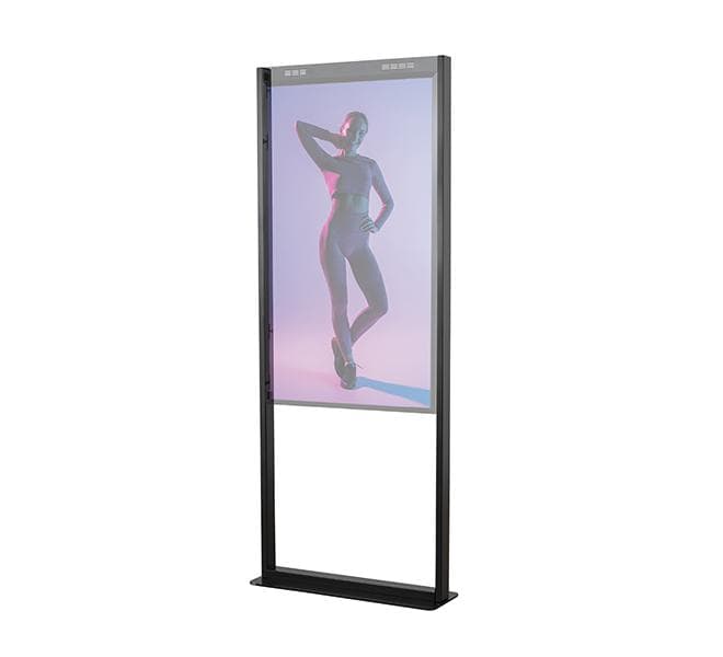 Suport podea double sided B-Tech compatibil cu seria OM55N-D Samsung (Signage Display), suporta pana la la 50kg, montare tip portret, desing subtire potrivit pentru instalarea in interior, cable management integrat, negru — miniatură