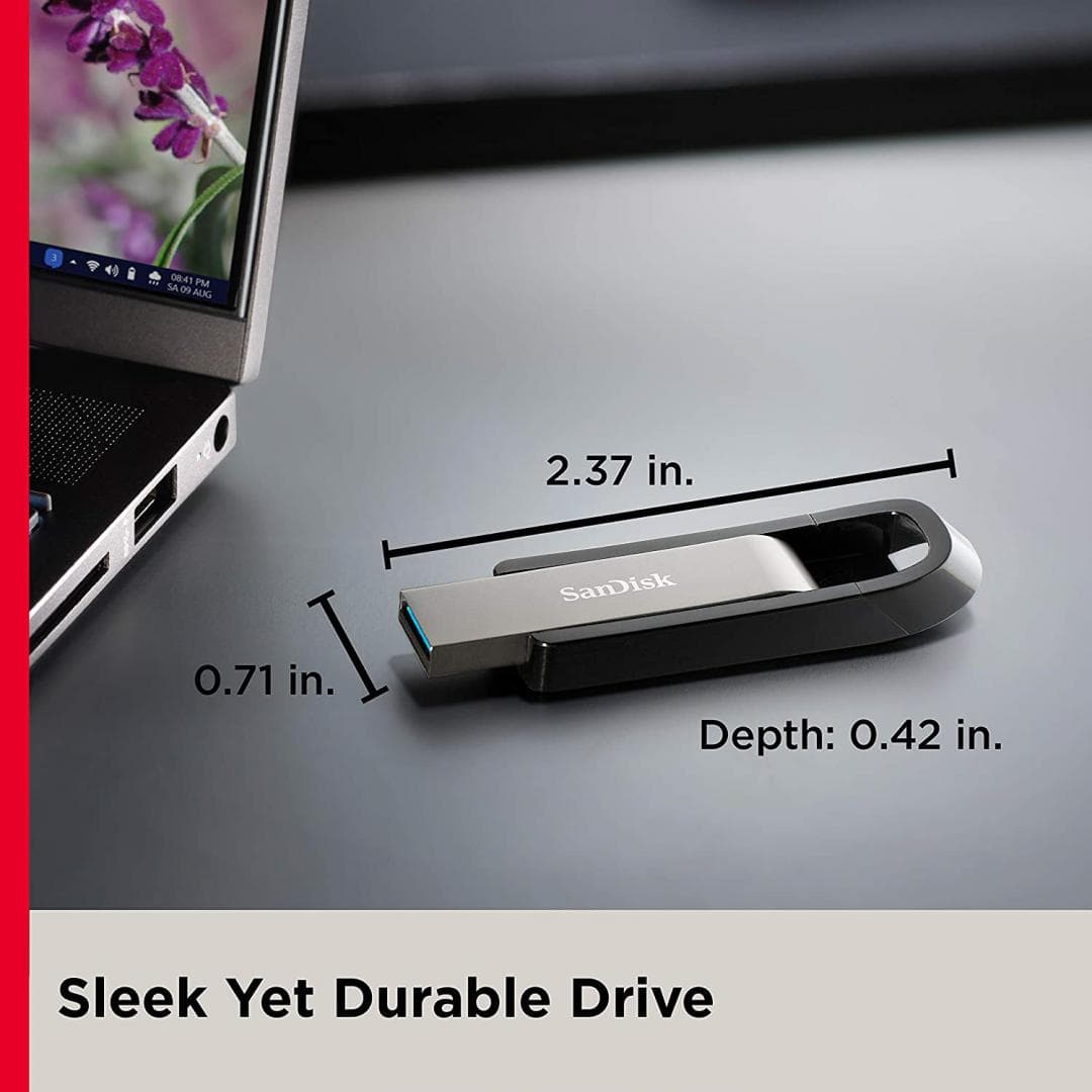 Memorie USB SanDisk Extreme Go 64 GB, USB 3.1, Metallic — miniatură