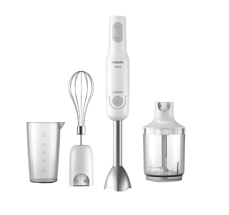 Mixer vertical Philips ProMix HR2545/00, 700 W, 1 setare viteza, Turbo, cana, tel, tocator XL, Alb