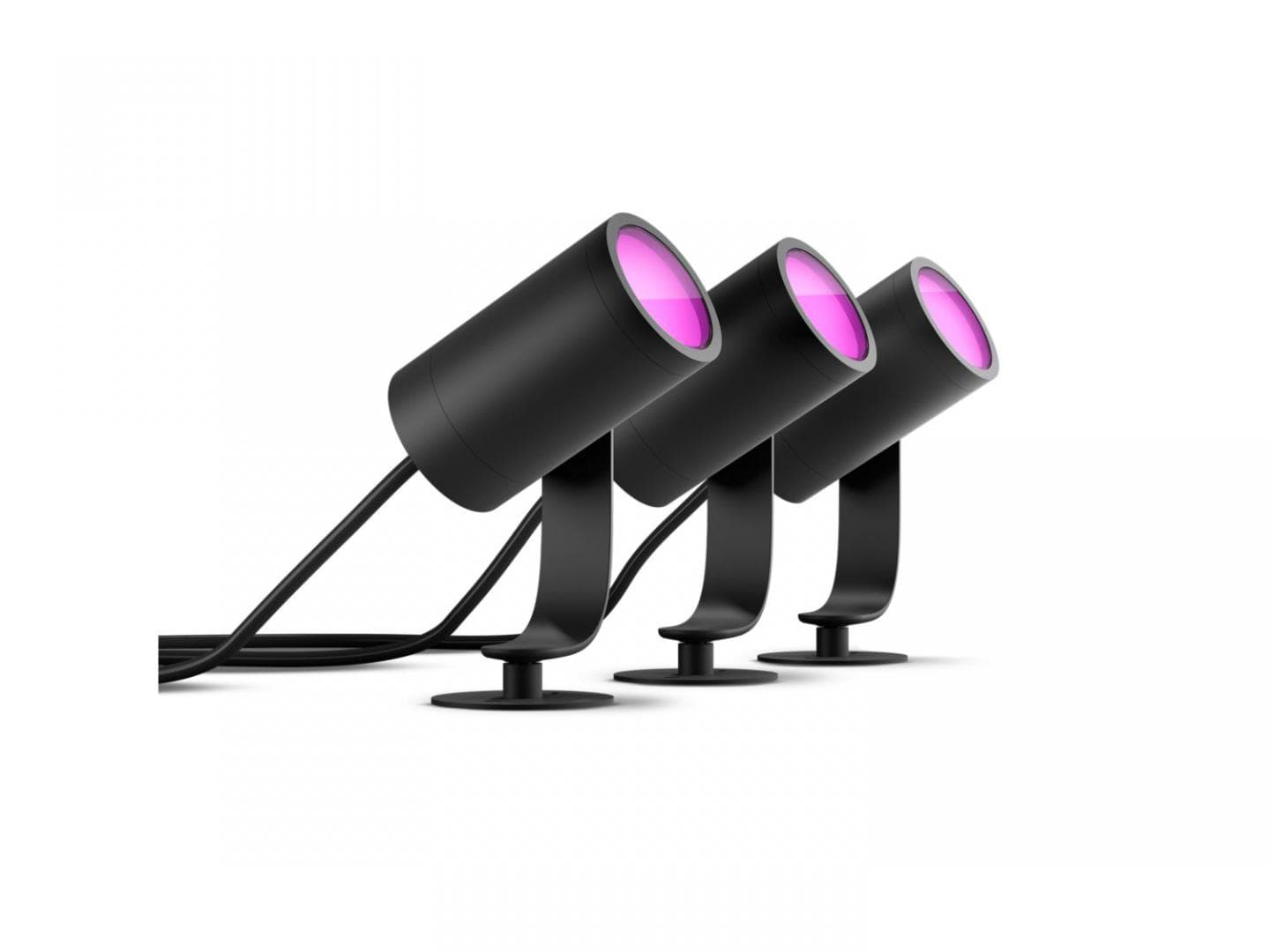 3 Spoturi LED RGB pentru exterior cu spike Philips Hue Lily,3x8W(3x49W), 3x600 lm, lumina alba si color (2000-6500K), IP65, 70x84x194mm,Negru