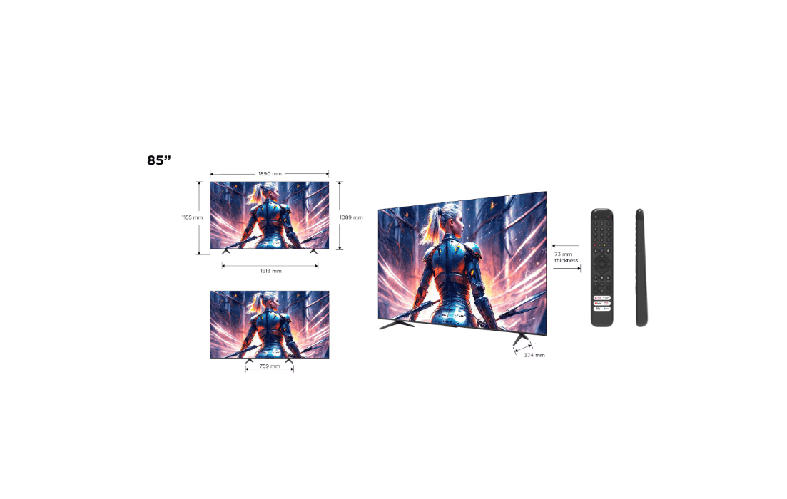 Televizor TCL QLED 85T8B, 214 cm, Smart Google TV, 4K Ultra HD, 100Hz, Clasa F (Model 2024) — miniatură