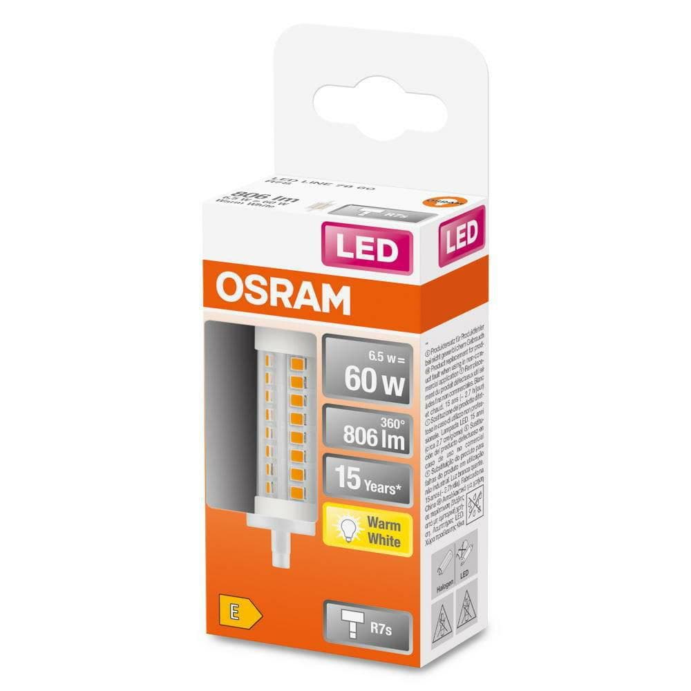 Bec LED Osram LINE, R7s, 6.5W (60W), 806 lm, lumina calda (2700K), 78mm ,Ø29mm