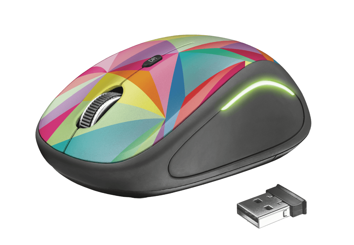 Mouse Wireless Trust Yvi FX, 1600 dpi, Multicolor