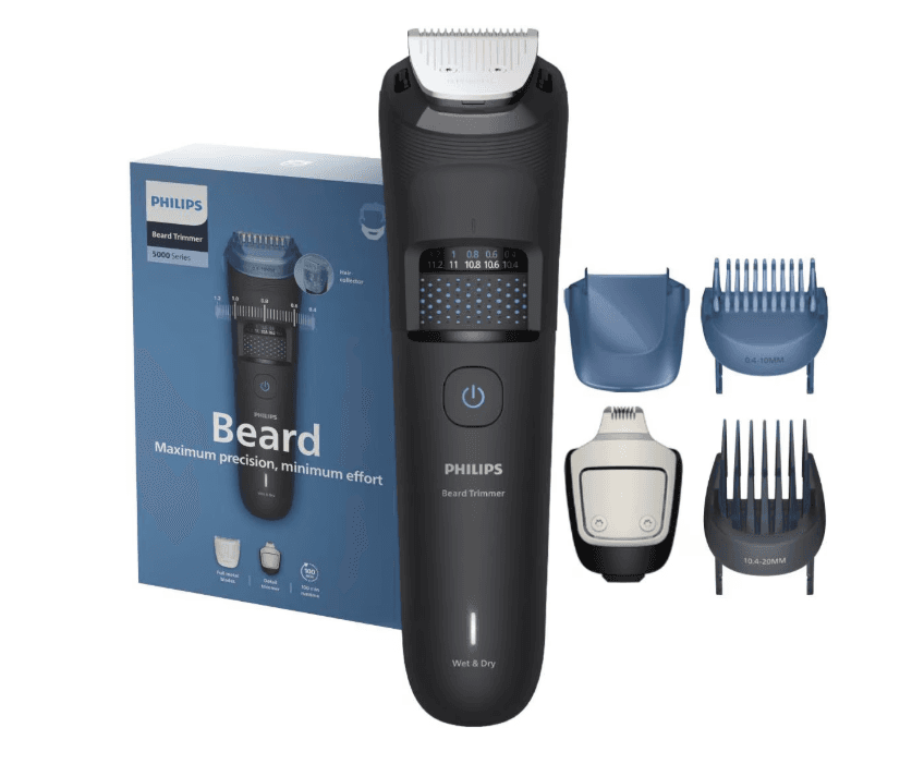 Aparat de tuns barba PHILIPS BT5775/15 cu lame integral metalice cu autoascutire, 40 de setari lungime (0,5-20 mm), autonomie 100 min, colector de par, trimmer pentru detalii, trimmer extra-lat, 2 piepteni, cablu USB incarcare