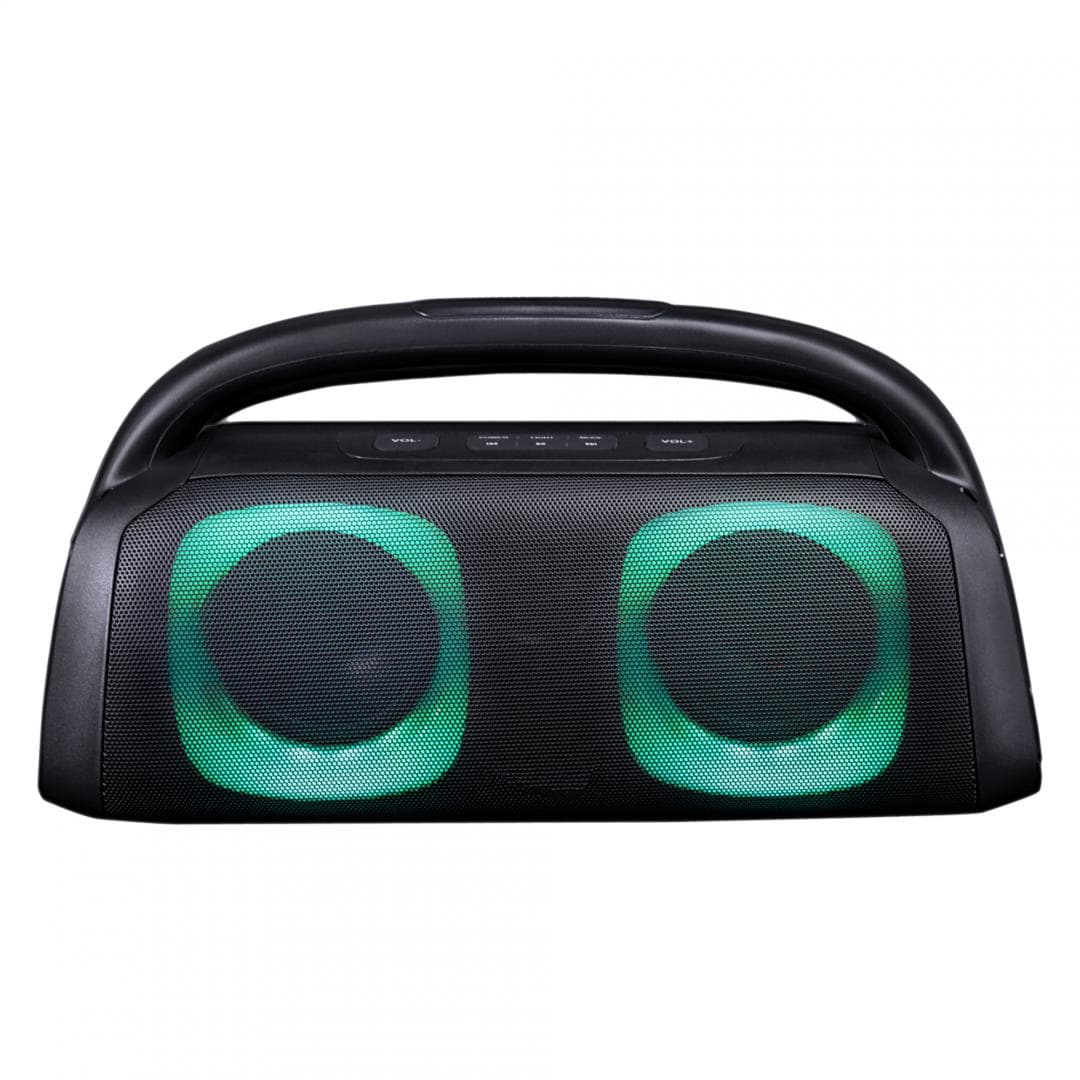 Boxa portabila Akai BT 5.0, putere RMS 60W, tensiune nominală: AC100-240V~,50Hz/60H, sensibilitate: 300±50mV, baterie: 7.4V 3600mAh, timp de incarcare:̃̃̃ ~4-6h, timp de lucru: ~ 3-5h, raspuns in frecventa: 60Hz-15KHz, puterea de emisie a canalului Bluetooth 0dbm, nr. difuzor și dimensiuni 2* 5" + — miniatură