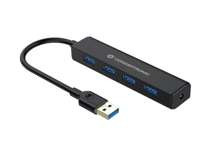 Hub USB Conceptronic 4-Port USB 3.0 Hub, USB-A, 4 porturi, Negru — miniatură