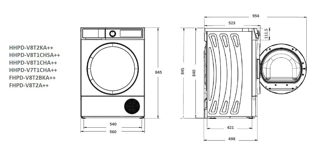 Uscator de rufe HEINNER HHPD-V8T2KA++, 8 kg, Clasa: E, Alb — miniatură
