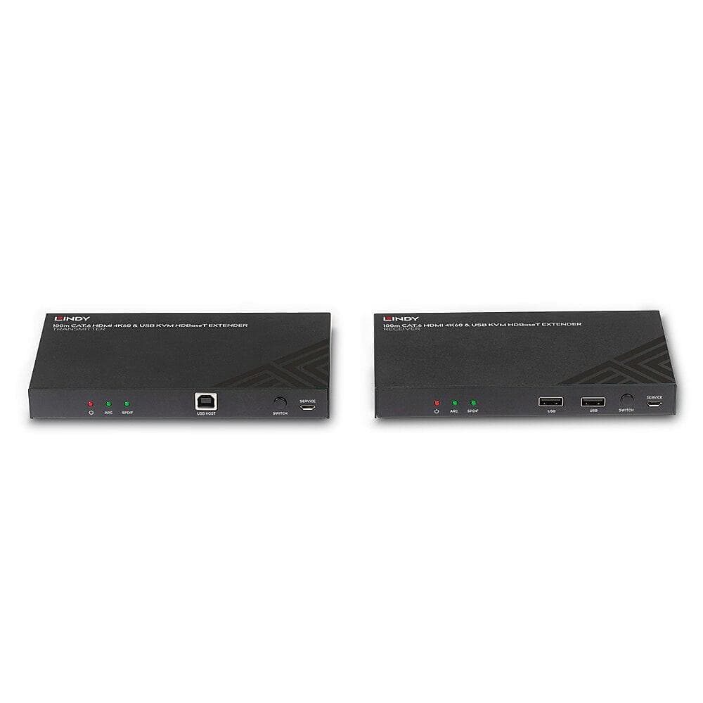Lindy LY-38343 KVM Extender 100m Cat.6 HDMI 4K60, Audio, IR & RS-232 HDBaseT, USB 2.0 — miniatură