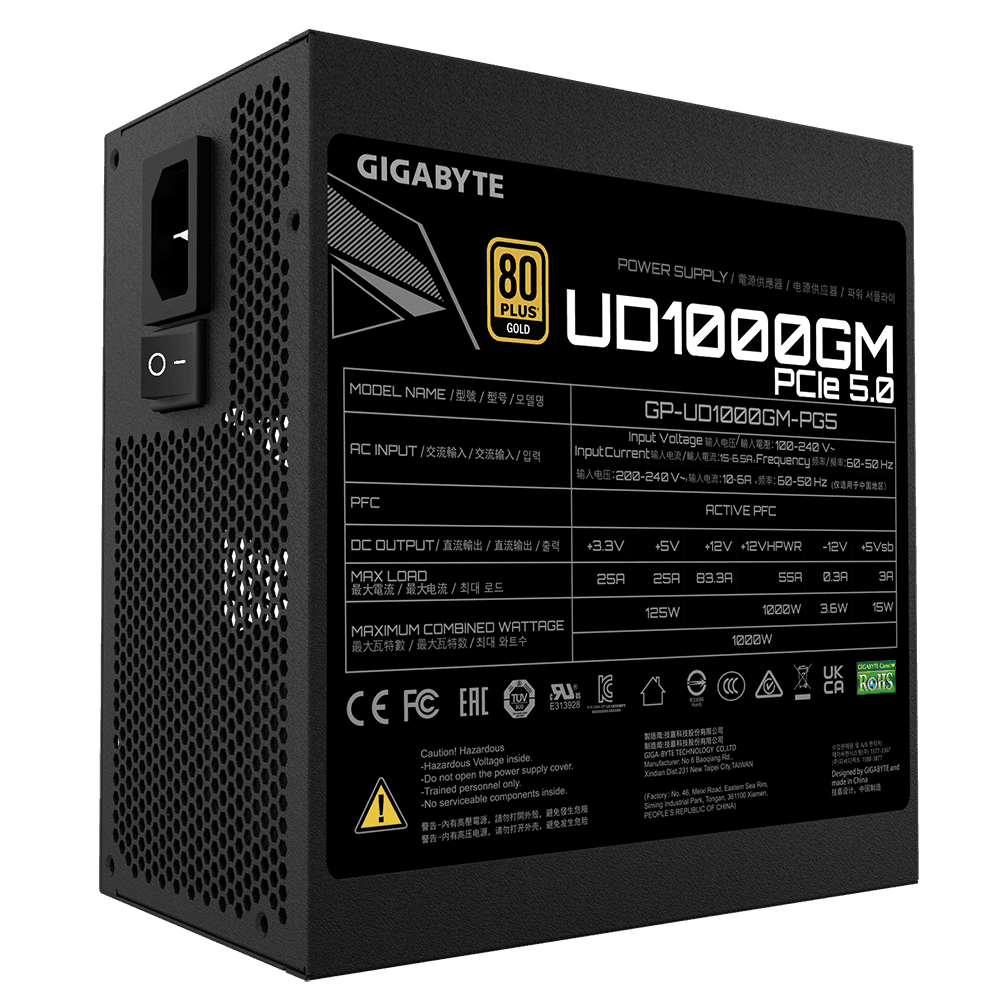 Sursa GIGABYTE UD1000GM PG5, 80 PLUS Gold, 1000 W — miniatură