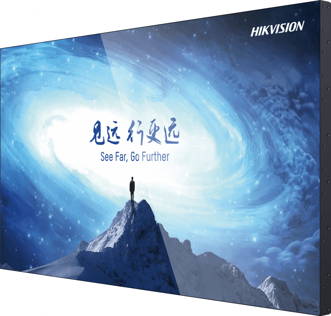 Display video wall Hikvision DS-D2046TL-2B 46" LCD Display Unit, rezoluție 1920 × 1080 @60Hz, ecran tip VA cu iluminare Direct-lit LED backlight, physical seam: 2.5 mm, luminozitate: 500 cd/m², contrast: 1200:1, timp de răspuns: 8.5 ms, unghi de vizualizare: orizontal 178°, vertical 178°, intrări