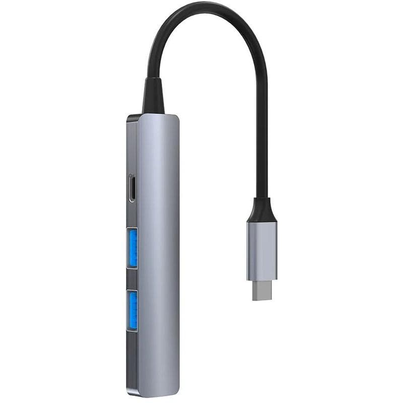 Hub USB TELLUR TLL321051, USB-C, 4 porturi, Gri — miniatură
