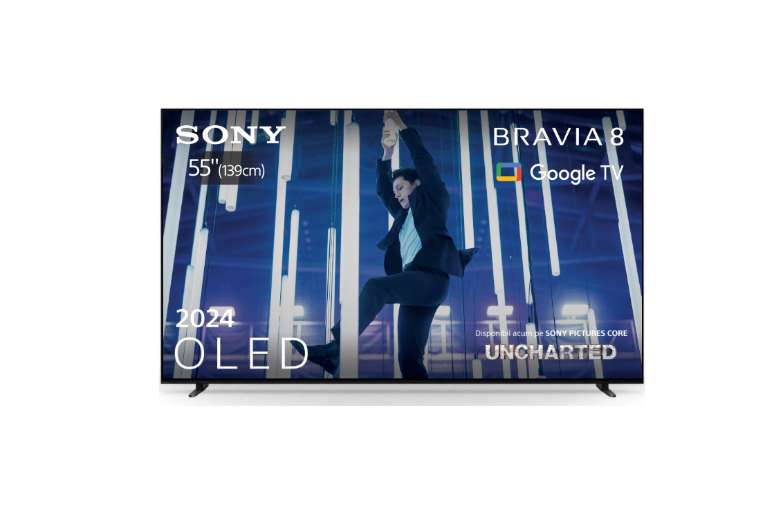 Televizor Sony BRAVIA 8 LED 55XR80, 139 cm, Smart Google TV, 4K Ultra HD, 100 Hz, Clasa F (Model 2024)