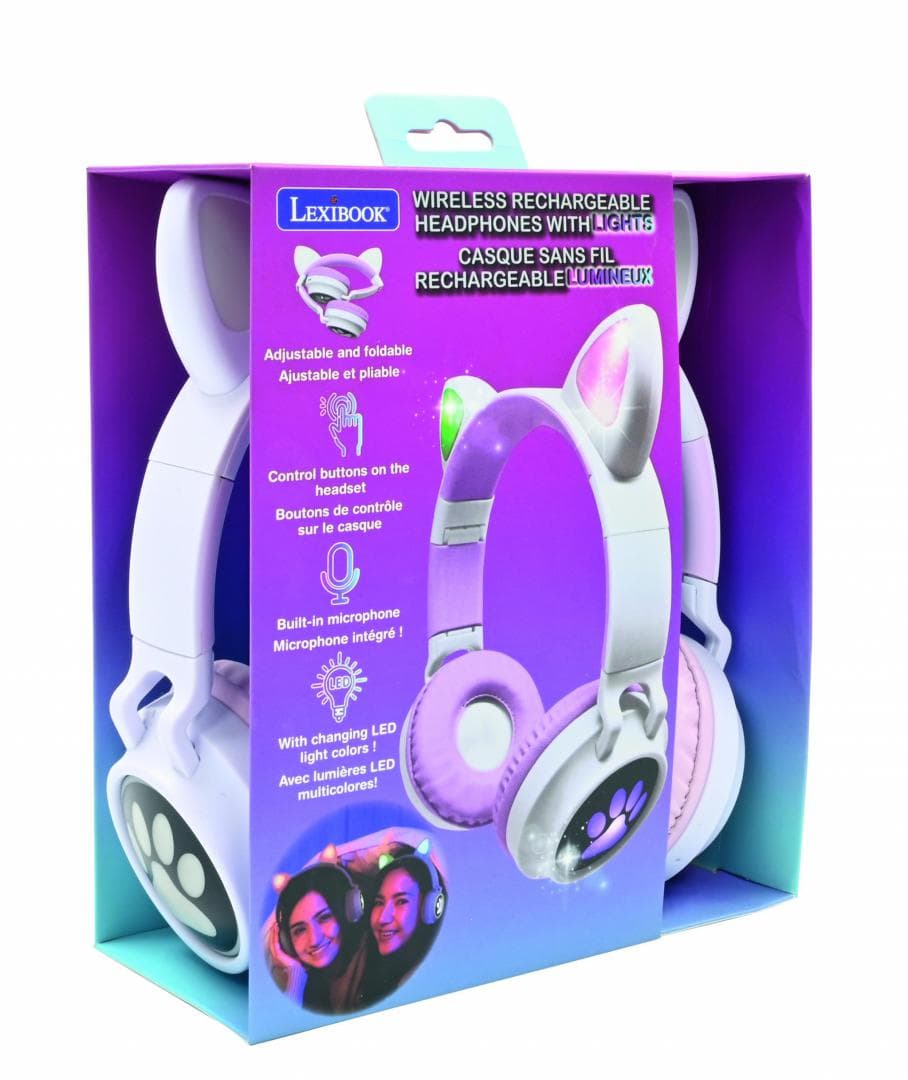 CASTI WIRELESS CU URECHI DE PISICA SI LUMINI, LEXIBOOK — miniatură