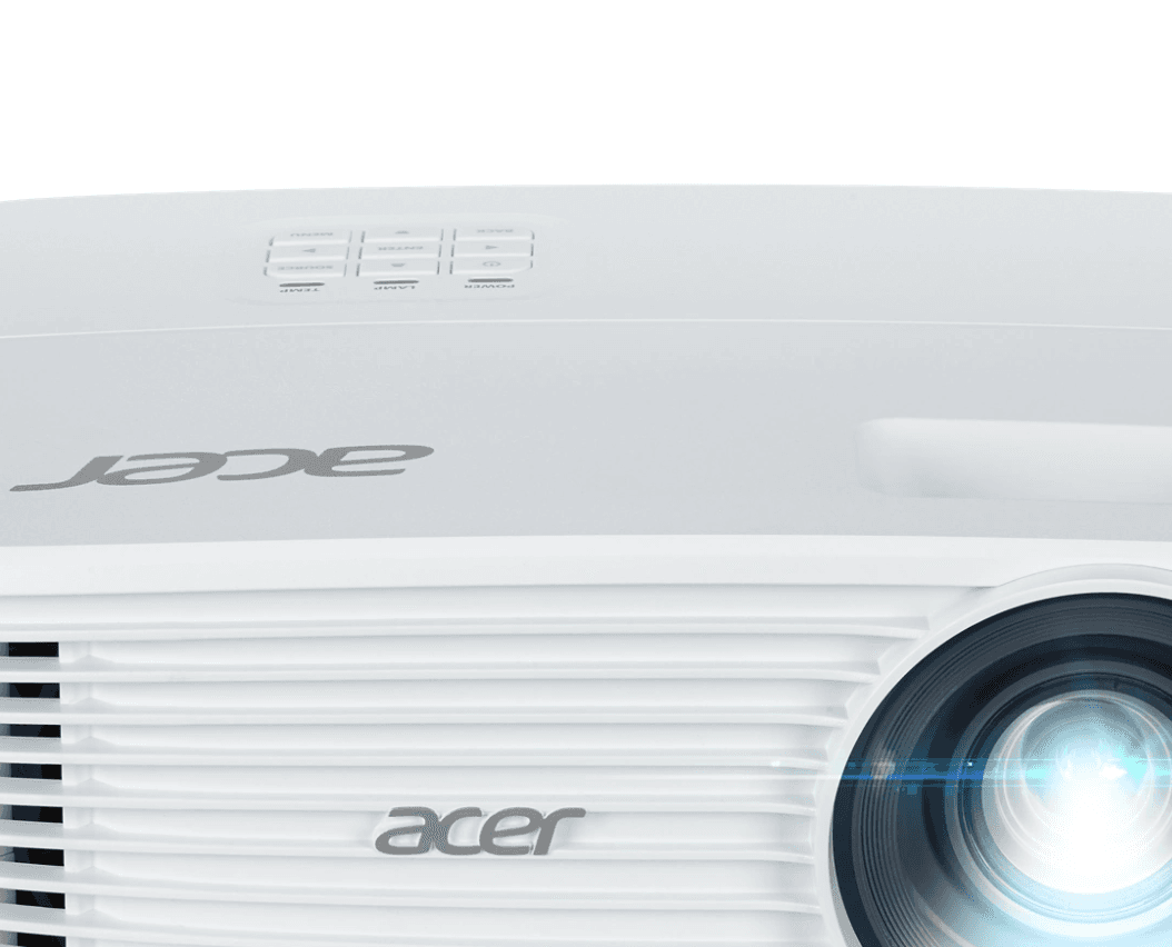 Videoproiector Acer P1257i, DLP 3D ready, 4800 lumeni/ 3600 lumeni Eco, XGA 1024* 768, up to WUXGA 1920* 1200, 4:3/ 16:9, 20.000:1, zoom 1.3x, dimensiune maxima imagine 300", distanta maxima de proiectie 9.2 m, boxa 10W, lampa 5.000 ore/ 15.000 ore Extreme Eco, 29 dB, greutate 2.4 kg, D-sub — miniatură