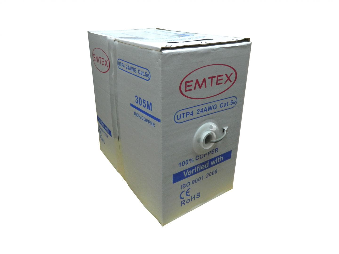 Cablu UTP categoria 5e full cupru EMT-UTP5E24AWG  / Emtex - rola 305m.