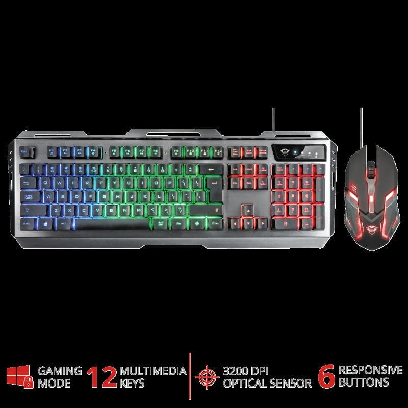 Kit Wired tastatura si mouse Trust GXT 845 Tural, taste numerice, Negru — miniatură