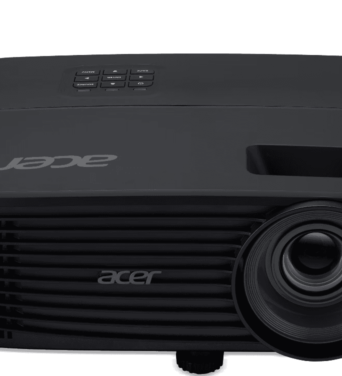 Videoproiector Acer X1123, SVGA 800*600, up to WUXGA 1920* 1200, 4:3/ 16:9, 20.000:1, dimensiune maxima imagine 300'', distanta maxima de proiectie 12m, boxa 3W, lampa 5.000/ 15.000 ore ExtremeEco, 2.4 kg, D- sub, composite video, 2*HDMI, PC audio in/ out, DC Out (5V/1.5A, USB Type A), USB (Mini-B) — miniatură