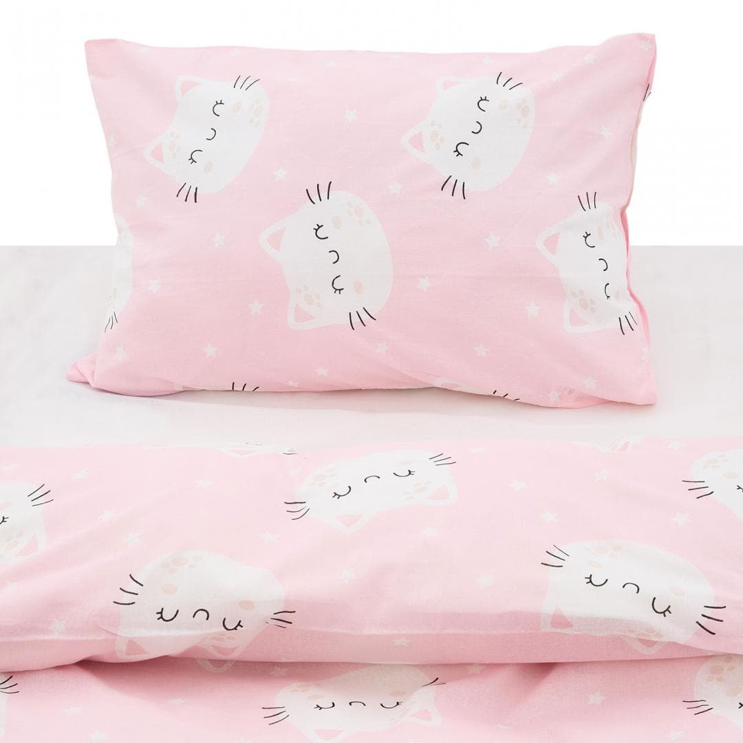 Set de pat single bumbac, 92 gsm, Cat — miniatură