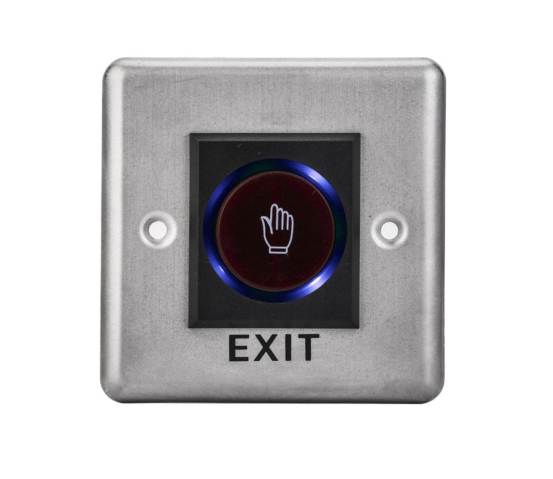 Buton de iesire cu infrarosu, incastrabil, ND-EB15-1; Iesirecontact:NO/NC; Icon: hand; LED stare Bi-color: albastru- verde;Distanta actionare: 5-15cm; Dimensiuni: (L x W x H)86 x 86 x 25mm;