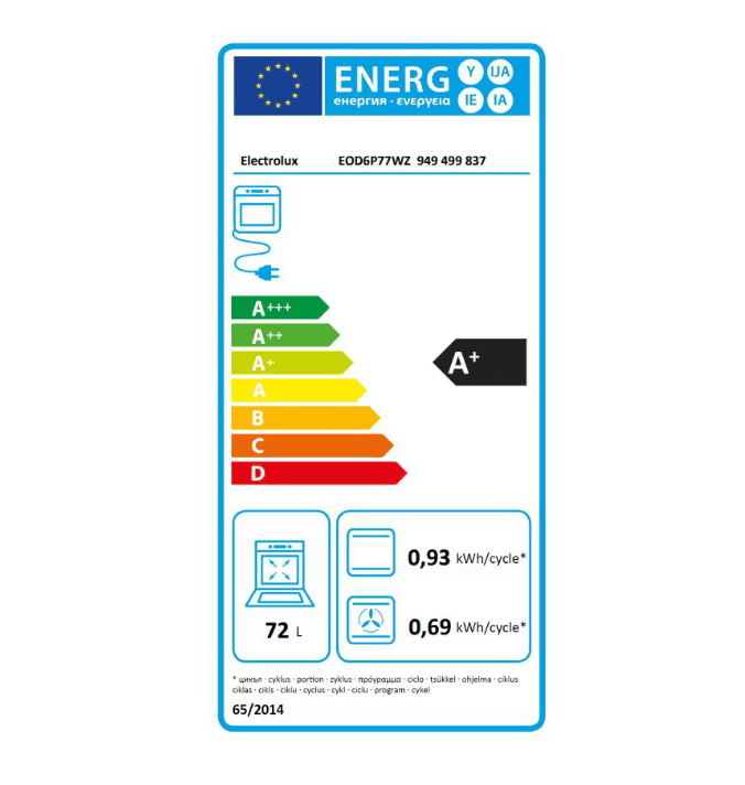 Cuptor incorporabil Electrolux EOD6P77WZ, Electric, 72 l, Autocuratare pirolitica, Conectivitate Wi-fi, SteamBake, Grill, Clasa A+, Negru — miniatură