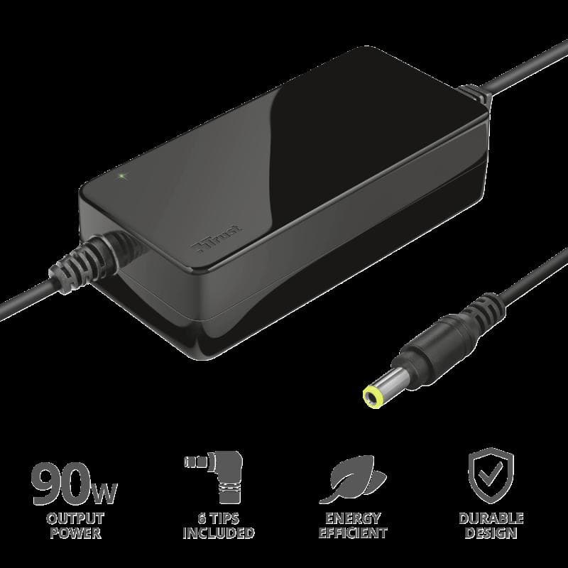 Incarcator laptop Trust Primo, universal, 90W-19V, negru — miniatură