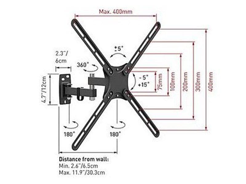 Suport TV de perete, Barkan E3423, Fix, 13"- 58", VESA 400 x 400 mm, suporta pana la 25kg, negru — miniatură