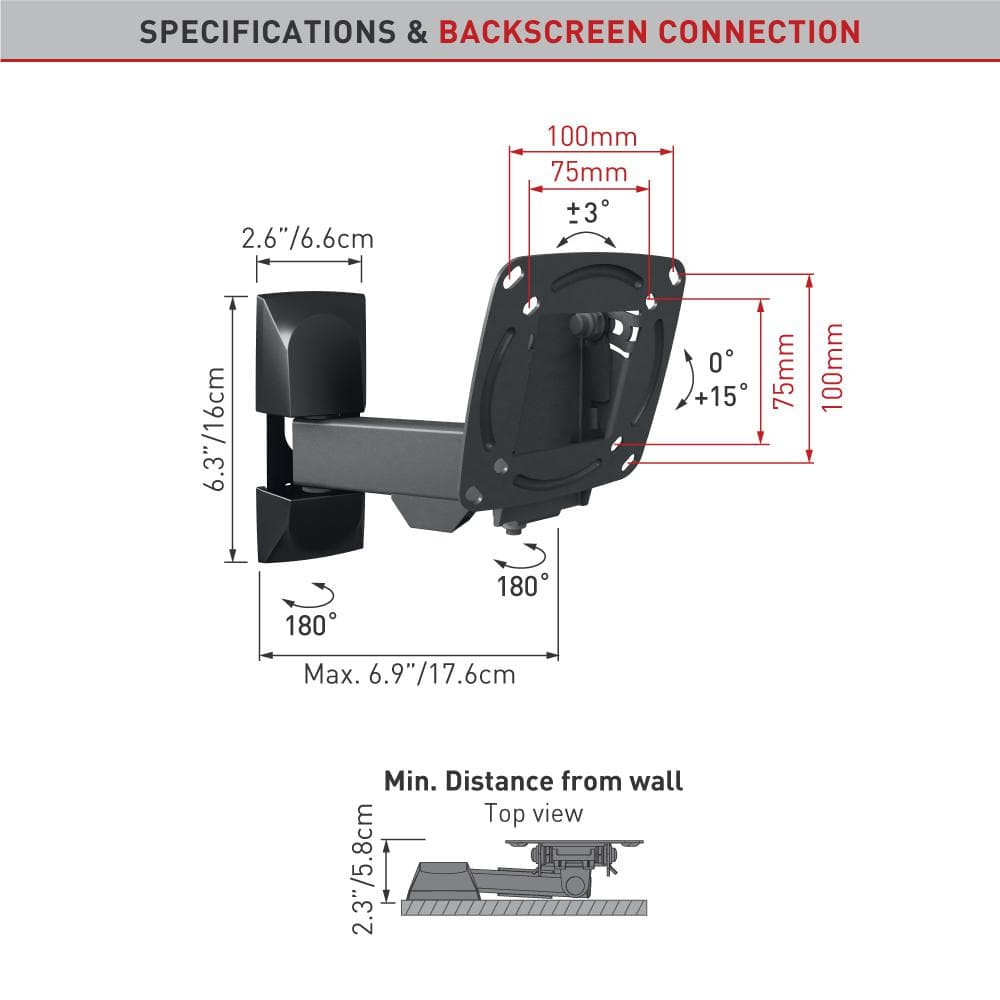 Barkan TV Wall Mount 13"-29", Black — miniatură