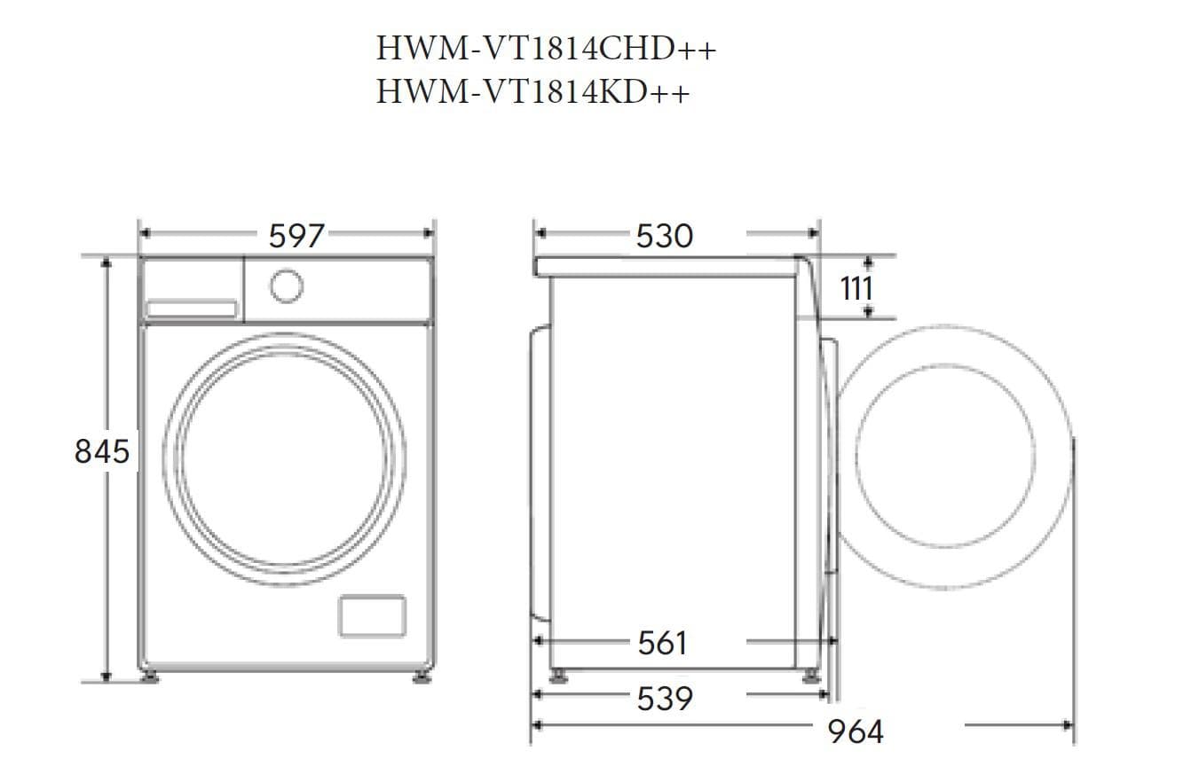 Masina de spalat rufe HEINNER HWM-VT1814CHD++, 8 kg, 1400 rpm, Clasa: D, Alb — miniatură