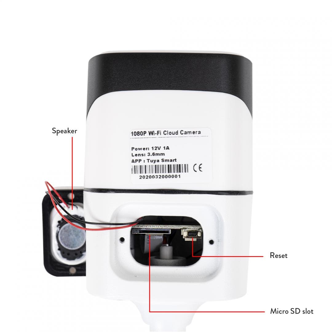 Camera supraveghere video PNI IP649 cu IP, 2MP 1080P, WiFi, slot card micro SD, compatibila cu aplicatia Tuya Smart, Culoare: Alb / Negru, Senzor imagine:1/2.9" CMOS F37, Rezolutie: 1080P (1920 x 1080), Tip lentila: f:3.6mm, Compresie imagine: H.264+, Microfon integrat, Difuzor integrat, 1 X 10/100 — miniatură