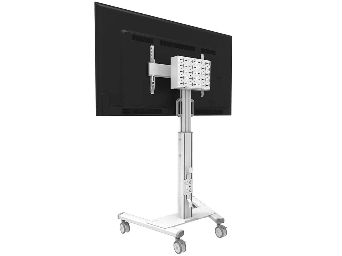 Stand podea mobil Neomounts 37"-75", VESA 100x100~600x400, 70kg, fix, inaltime reglabila, alb — miniatură