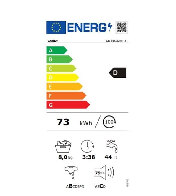 Masina de spalat rufe Candy Smart CS 1482/1-S, 8 kg, 1400 rpm, Clasa D, Kg Detector, Easy Iron, Alb — miniatură