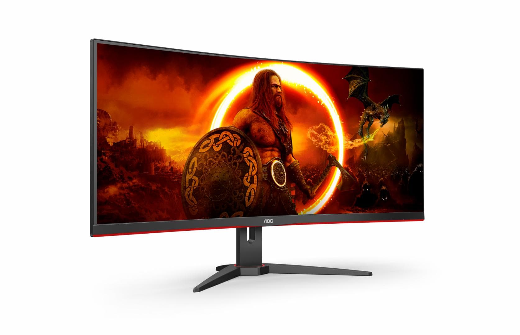 Monitor Gaming AOC CU34G2XE/BK, 34", 3440 x 1440 pixeli, Black, Red — miniatură