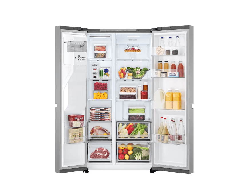 Side by side LG GSL40PYPE, 638 l, No Frost, Compresor Smart Inverter, LinearCooling, Smart diagnosis, Clasa E, Dozator apa, H 179 cm, Argintiu — miniatură