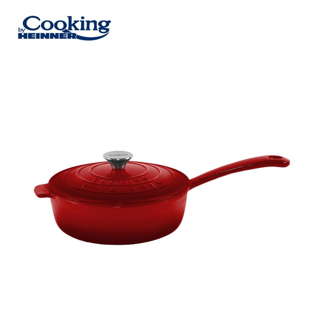 TIGAIE ADANCA FONTA EMAILATA + CAPAC 24 X 8 CM, 2.5 L, RED LINE, COOKING BY HEINNER