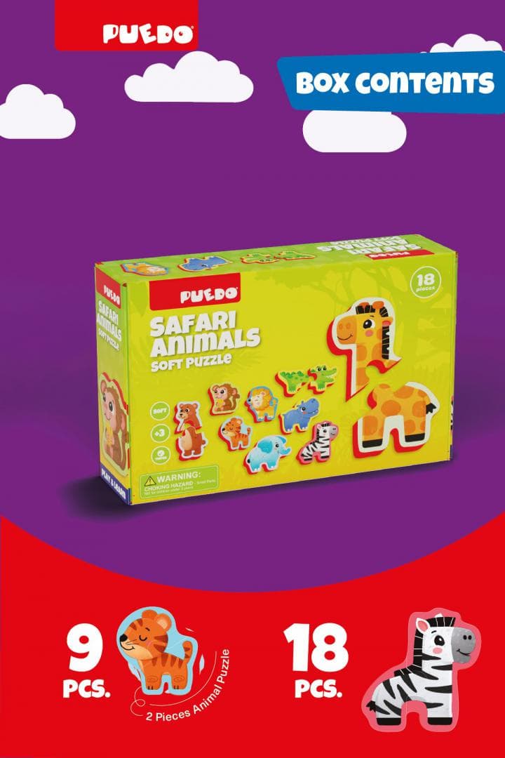 PUZZLE DIN SPUMA EVA, ANIMALELE DIN SAFARI, PUEDO — miniatură