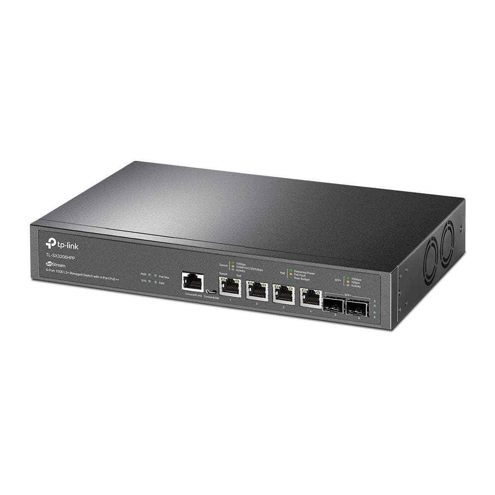 "JetStream™ 4-Port 10GBase-T and 2-Port 10GE SFP+ L2+ Managed Switch with 4-Port PoE++ PORT: 4× 10G PoE++ Ports, 2× 10G SFP+ Slots, RJ45/Micro-USB Console Port SPEC: 802.3bt/at/af, 200 W PoE Power, 1U 13-inch Rack-mountable Steel Case FEATURE: Integration with JetStream™ SDN Controller,Static — miniatură