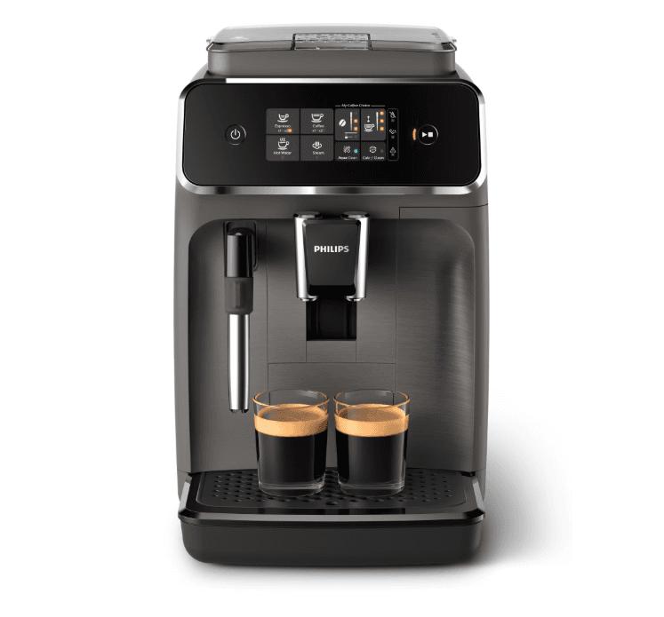 Espressor automat Philips EP2224/40, 2 Bauturi , Rasnita Ceramica, Sistem de Spumare a Laptelui, Ecran Tactil, Negru