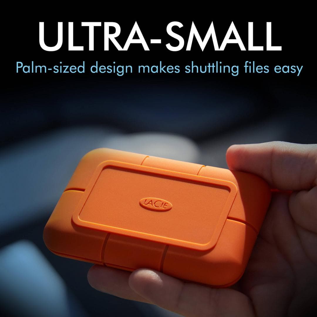 SSD extern LaCie Rugged, 500 GB, USB 3.2 Gen 2, Portocaliu — miniatură