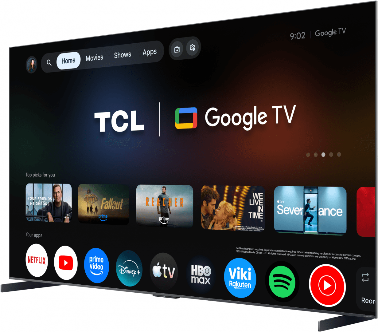 Televizor TCL SQD-MiniLed 98C8L, 248 cm, Smart Google TV, 4K Ultra HD, 144Hz, Sunet Bang & Olufsen, Clasa D (Model 2026) — miniatură