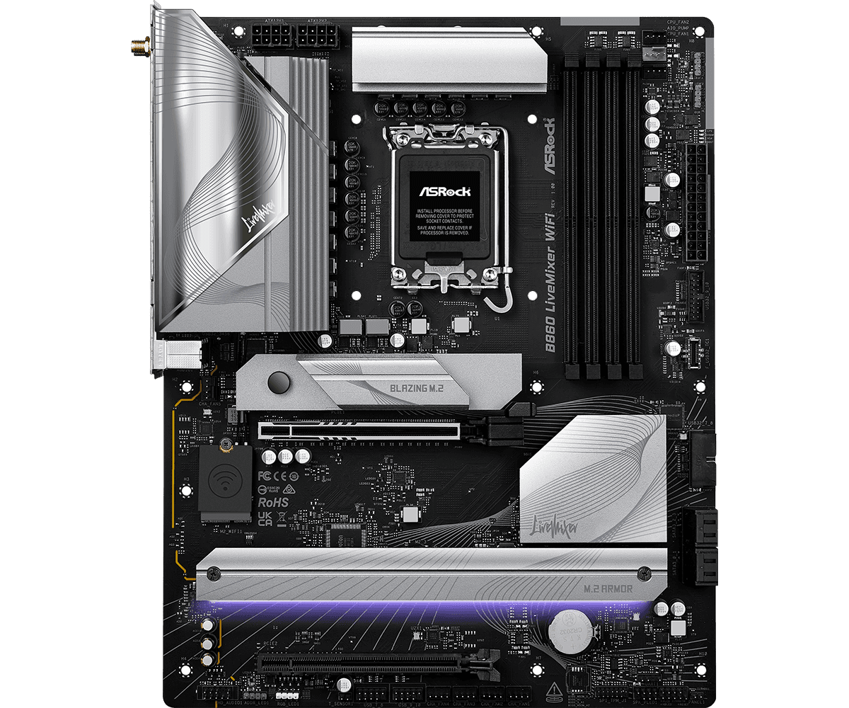 Placa de baza ASRock B860 LiveMixer WiFi, Socket 1851, DDR5, ATX