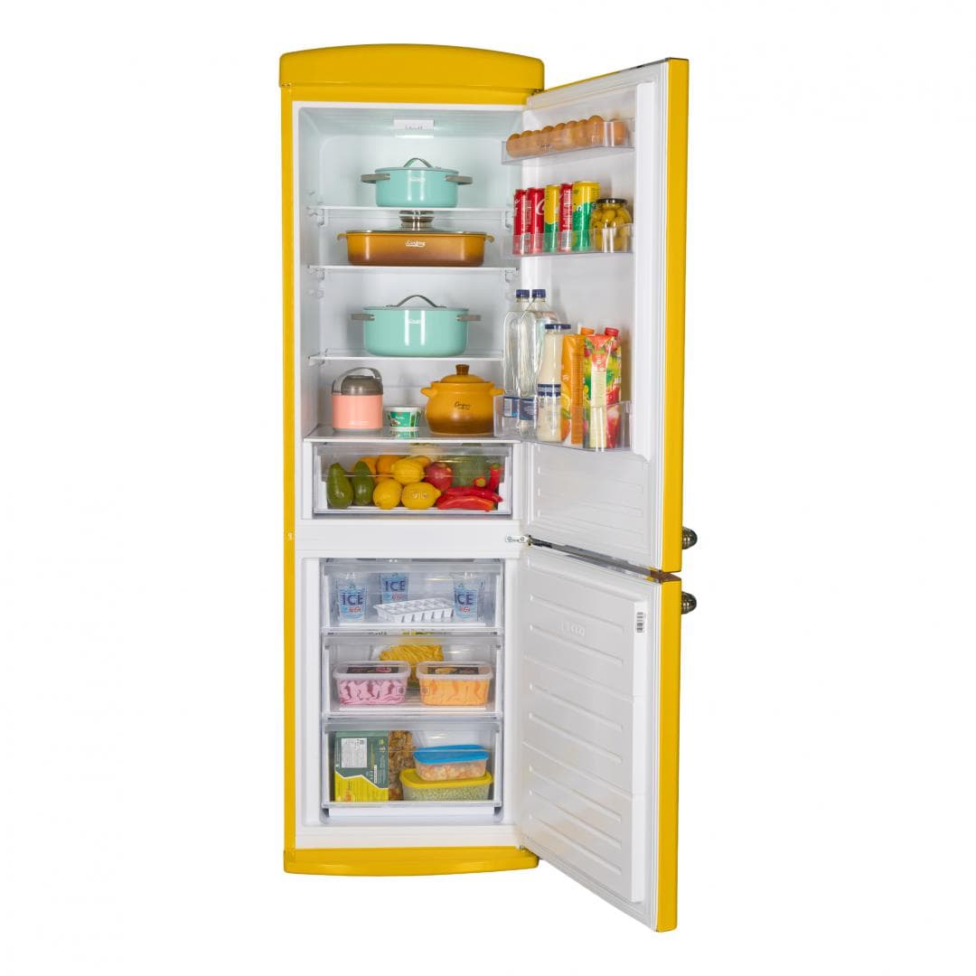 Combina frigorifica FRAM FC-VRR341YLE++, 340 l, Clasa E, Galben — miniatură