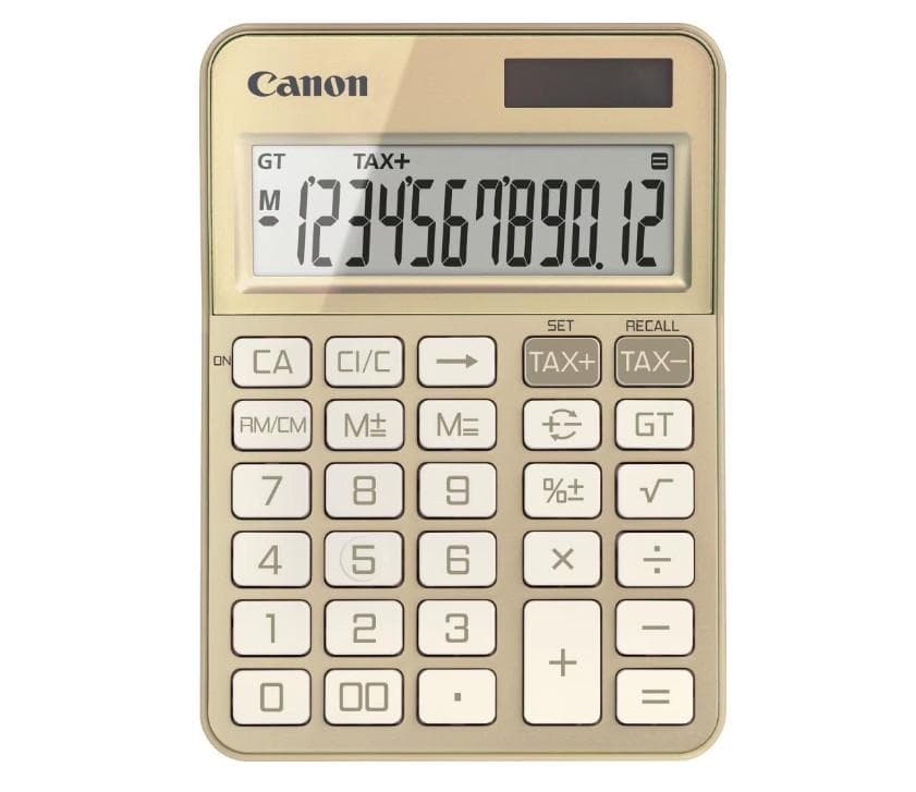 """Calculator birou Canon KS-125KB-GD, Gold, 12 digits, 29 keys, dual power, M+, M-,RM/CM, Tax+, Tax-"""