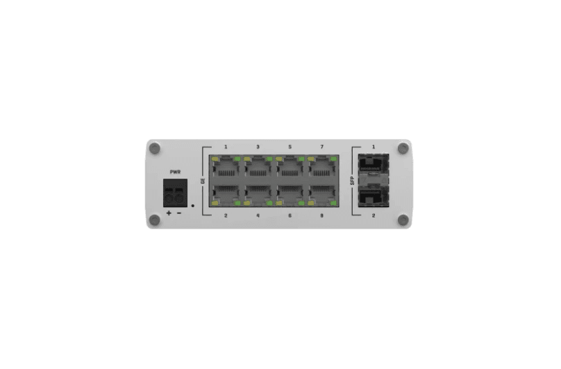 TELTONIKA INDUSTRIAL 8PORT UNMANAGED SWITCH TSW210, Interfata: 8 x ETH ports, 10/100/1000 Mbps, supports auto MDI/MDIX crossover, 2 x SFP ports, Standarde retea: 802.3i, 802.3u, 802.3ab, 802.3x, 802.3az, 802.3ad, Latime banda: 20 Gbps, Carcasa aluminiu, Dimensiuni: 132 x 44.2 x 95.1 mm, Greutate — miniatură