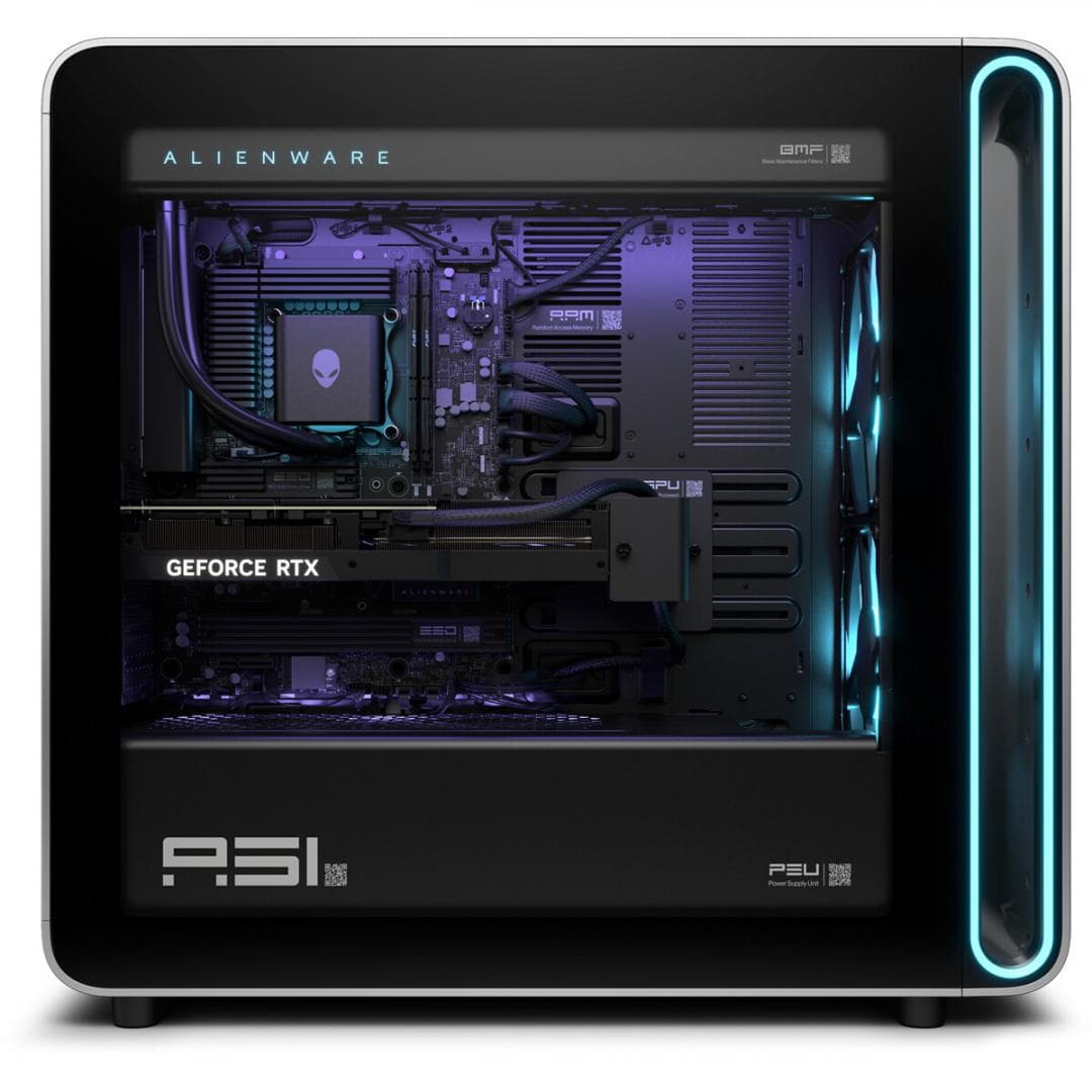 Desktop Gaming Dell Alienware Area-51 AAT2250 cu procesor Intel Core Ultra 7 265K pana la 5.5 GHz, 64 GB DDR5, 4TB SSD, RTX 5080, Windows 11 Pro, Silver — miniatură