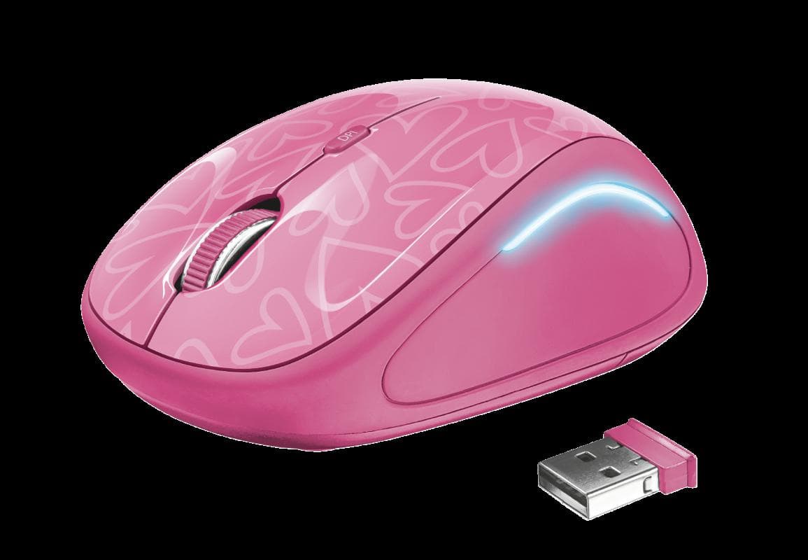 Mouse Wireless Trust Yvi FX, 1600 dpi, roz