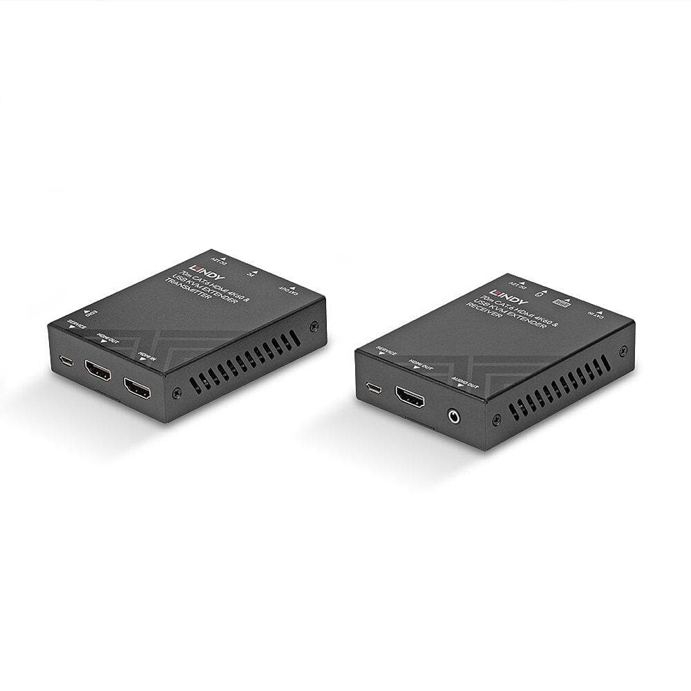 Lindy Cat.6 HDMI 4k60 KVM Extender, distanta maxima 70m latime de banda suportata 18Gbps, rezolutie maxima 3840x2160@60Hz 4:4:4 8bit, negru — miniatură